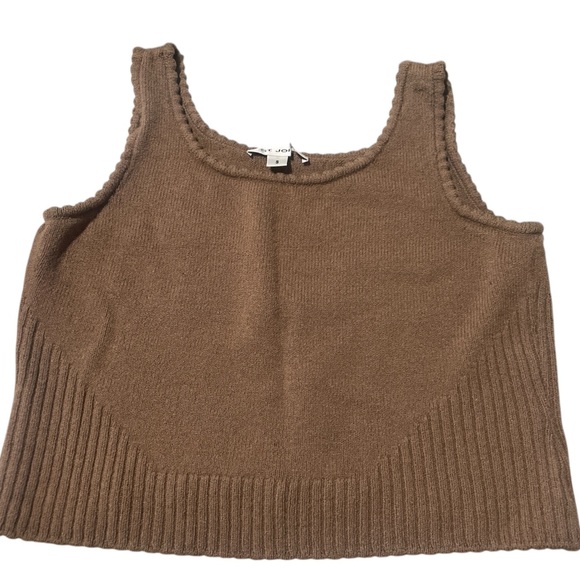 St. John Tops - St. John Womens Cropped Sweater Tank Brown Sleeveless Scoop Neck